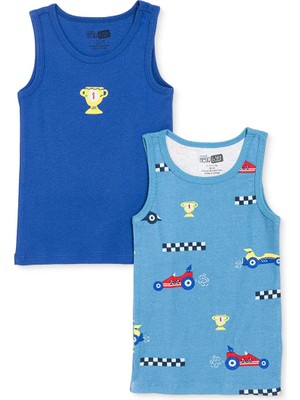Hellobaby Erkek Bebek 2li Atlet Araba Baskılı Bisiklet Yaka Sleeveless