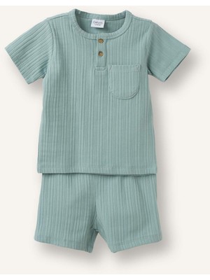 DeFacto Kısa Kollu Üst Şort Alt 2'li Pijama Takımı Erkek Bebek H5378A526HS