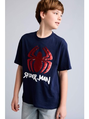 DeFacto %100 Pamuk Çift Yönlü Payetli Marvel Spıderman Tişört Erkek ÇOCUK H8255A826HS