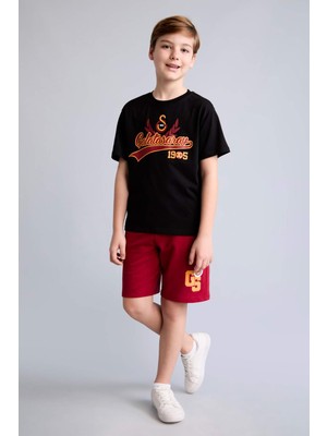 DeFacto Galatasaray Oversize Baskılı Siyah Şort Erkek Çocuk H8001A826HS