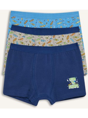 DeFacto Kaykay Baskılı Penye 3'lü Boxer Erkek Çocuk H1636A826SM