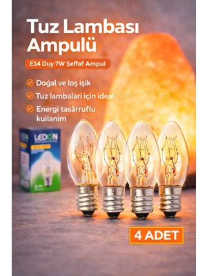 Anadolu Hasat Tuz Lambası Ampulü E14 Gece Lambası Ampulü Şeffaf 4 Adet