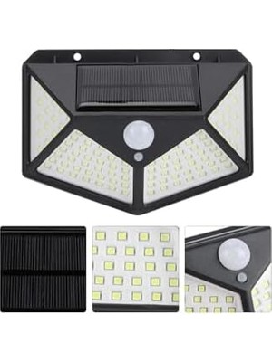 Skygo LED LED Solar Hareket Sensörlü Dış Ortam Bahçe Aydınlatması, Güneş Enerjili, Su Geçirmez, 100 Ledli, Beyaz Işık, (4 Adet)