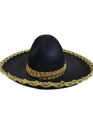 sbodurhome Altın Renk Şeritli Meksika Mariachi Latin Şapkası 55 cm Çocuk