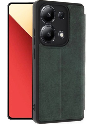 sbodurhome Xiaomi Redmi Note 13 4g Kılıf Flip Cover - Koyu Yeşil