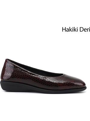Gönderi(r) Kadın Bordo  Dolgu Taban Hakiki Deri Comfort Ayakkabı