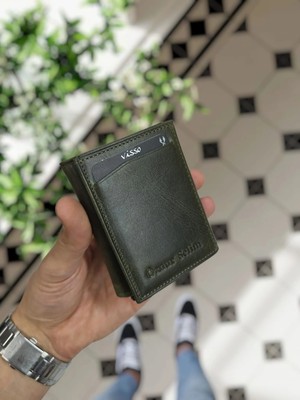 Visso Leather Visso 684 Hakiki Deri Kağıt Para Bölmeli Mekanizmalı Kartlık Cüzdan Çanta Kişiye Özel Ürün