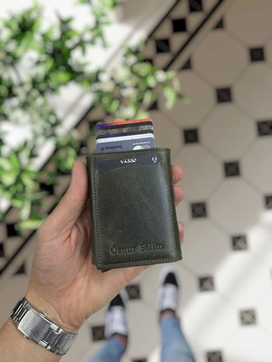 Visso Leather Visso 684 Hakiki Deri Kağıt Para Bölmeli Mekanizmalı Kartlık Cüzdan Çanta Kişiye Özel Ürün