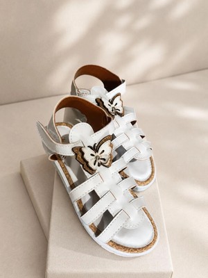 Mergenshoes BF983 Beyaz  Günlük Kız Çocuk Sandalet Ayakkabı