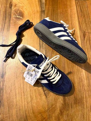 Evlium Adidas Handball Spezial Lacivert Süet Unisex Spor Ayakkabı - Beyaz Çizgili Retro Sneaker