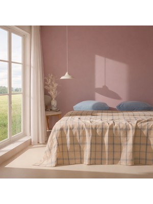 Matmel Soft Grid Çift Kişilik Pike - Bej / Mavi - 200X230 cm