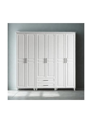 Sarıoğlu Mobilya Handy 6 Kapaklı Mdf Gardırop 210X210X52 cm Beyaz