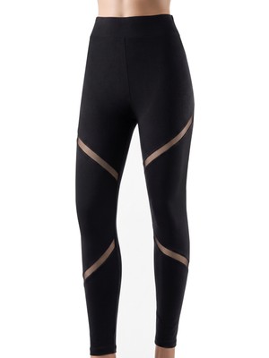 Öts Kadın Pamuklu Tayt Yüksek Bel Transparan Tül Detaylı Premium Kalite (4660)