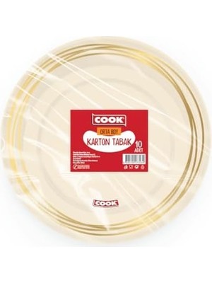 Karton Tabak, Orta Boy, 19 Cm, 10 Adet, Tek Kullanımlık