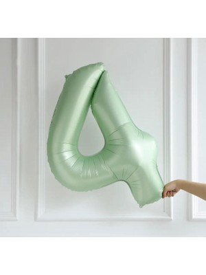 Dizayn Parti Evi 76 cm Pastel Yeşil Rakam Folyo Balon 0-9 Yaş Doğum Günü Parti Balonu Büyük Boy Mat Yeşil
