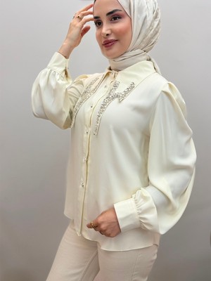 JOOQSTORE Yakası Taşlı Şık Gömlek