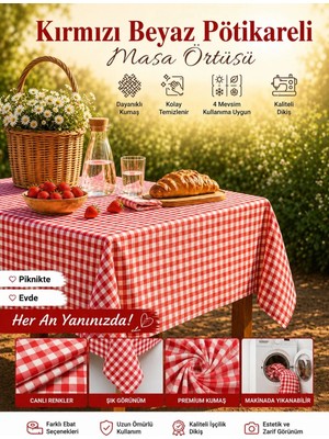 Ases Design Kırmızı Pötikareli Piknik Örtüsü