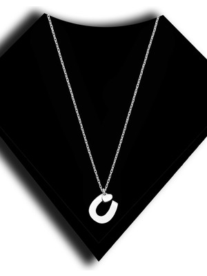 Roxx Jewellery 925 Ayar Gümüş Kalp Sallantılı U Harf Kadın Kolye