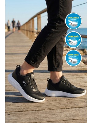 Walkway Pete G Siyah-Beyaz Fileli Hafif Esnek Unisex Spor Ayakkabı