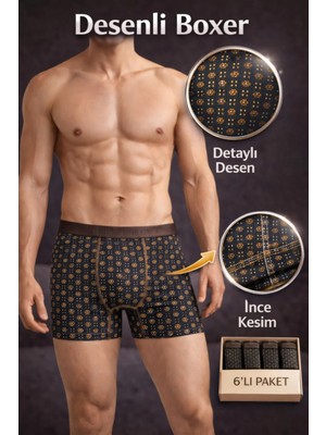 Mercan İç Giyim Desenli Erkek Boxer 6'lı Paket Zer