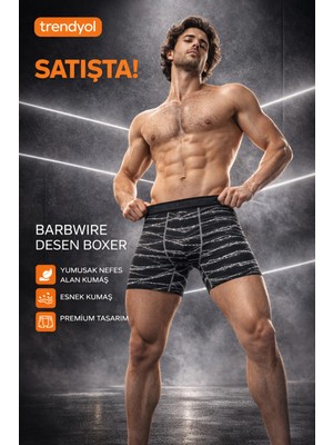 Mercan İç Giyim Barbwıre Desenli Rahat Kesim Boxer - Engelleri Aş