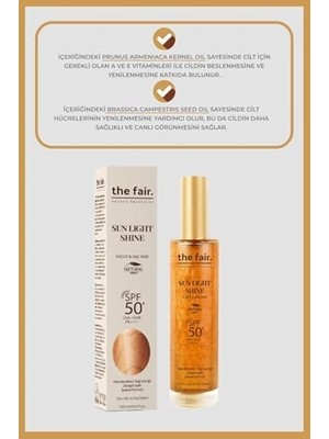 Sun Light Spf 50+/pa++++ Parıltılı Güneş Koruyucu Vücut ve Saç Yağı 100 ml