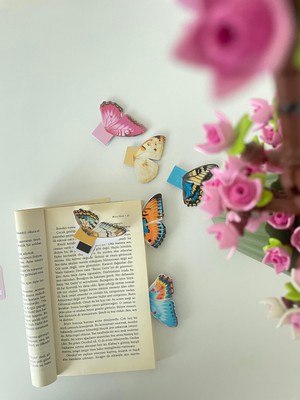 Tiny Stories TR Mıknatıslı Kitap Ayracı - Kelebek Temalı-2 6 Adet - Magnetic Bookmark Page Marker