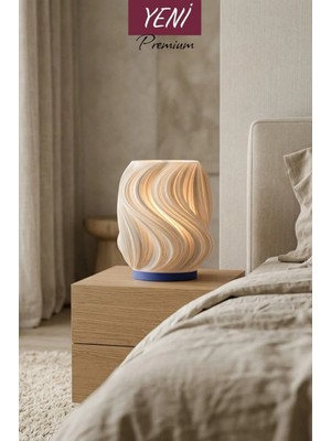 Nazze Creamo Mavi Masa Lambası Modern Abajur