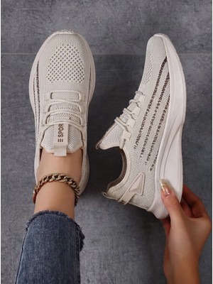 E Sport Bej Unisex Hafif Triko Sneaker Ortopedik Ayakkabı-015