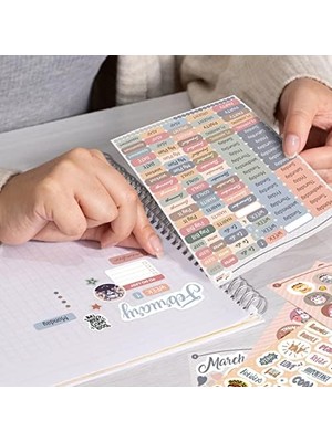 Set - 1500+ Adet Çıkartma - Takvim, Ajanda, Günlük, Planlayıcı, Not Defteri, Journal Için Düzenleyici Etiketler - - Stickeralbum - 3 Aylık Book