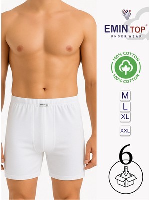 Erkek Boxer Short 6'lı - Beyaz Boxer Şort