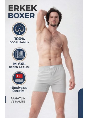 Mercan İç Giyim Gri %100 Pamuk Havlu Bel Boxer