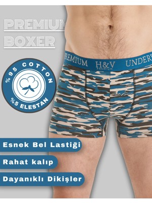 Mercan İç Giyim 4'lü Kamuflaj Desenli Boxer-Avantaj Paketi-Iz Yapmayan Bel Lastiği