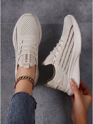 E Sport Bej Unisex Hafif Triko Sneaker Ortopedik Ayakkabı-015