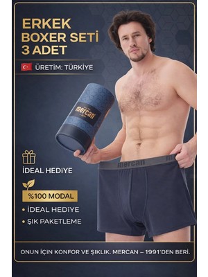Mercan İç Giyim 3'lü Antrasit Modal Boxer