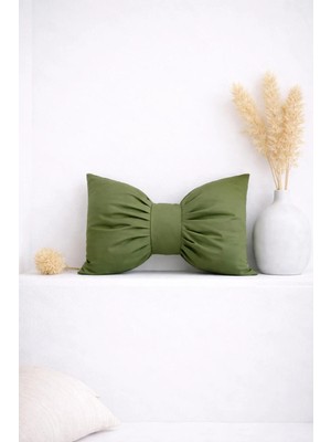 Ases Design Yeşil Fiyonk Tasarımlı Dekoratif Içi Dolgulu Kırlent