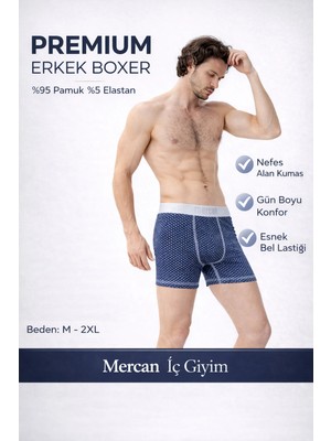 Mercan İç Giyim Ekoseli Desenli Esnek Boxer - Iz Yapmayan Bel Lastiği, Tam Konfor