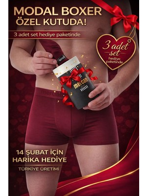 Mercan İç Giyim 3'lü Bordo Modal Boxer