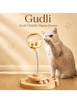 Gudli Kedi Oyuncağı Çift Katmanlı Döner Tabla Zeka Geliştirici Ödüllü Mama Oyunu