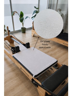 Sevim Kaymaz Silikon Tabanlı, Reformer Pilates Havlusu, Ter Emici Bambu Pilates Mat Havlu-Krem