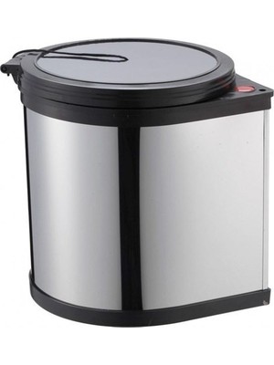 Sas Banyo, Mutfak Dolabı İçi 11 Litre Metal Çöp Kovası – Krom, Tüm Dolaplara Uyumlu Tezgah Altı Çöp Kovası