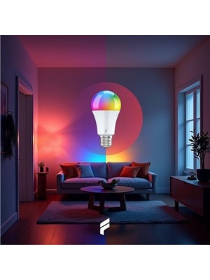Akıllı LED Ampul, 9W-TITREŞIMSIZ, 16.7 Milyon Renk, Sesli Kontrol, 806'LÜMEN, Doğal Sarı ve Beyaz Renk, Ambiyans, Destekli, 2 Yıl Garantili
