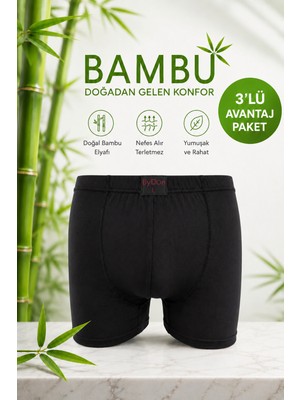 ByDon Erkek Licralı Bambu Boxer 3^lü Avantaj Paket