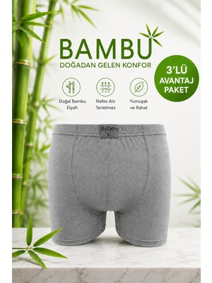 ByDon Erkek Licralı Bambu Boxer 3^lü Avantaj Paket