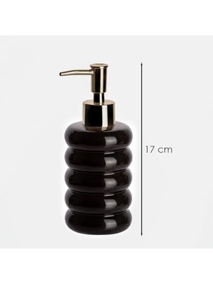 3204 Seramik Sıvı Sabunluk - Tezgah Üstü Banyo Mutfak Lavabo Sabunluğu - 275 cc Siyah
