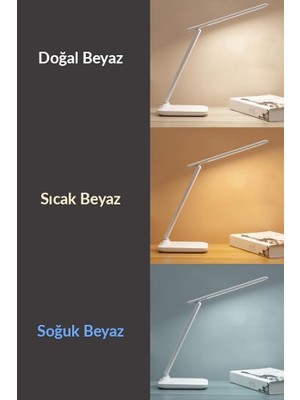 Şarjlı Masa Lambası 3 Renk Dokunmatik Telefon Standlı Kademeli Çalışma Okuma Işığı Gece Lambası 9W 3 Aydınlatma Modlu Taşınabilir Küçük Masa Lambası, Çocuklar Için Çalışma, Yurt