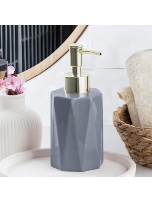 3205 Seramik Sıvı Sabunluk - Tezgah Üstü Banyo Mutfak Lavabo Sabunluğu - 250 cc