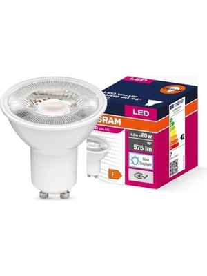 LED Value PAR16 GU10 6.9W (80W Eşdeğeri) 6500K Gün Işığı, 600 Lm, 36° Spot, Crı≥80, Cam Gövde – 10’lu Paket