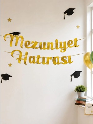 Parti Adresi Mezuniyet Hatırası Dekoratif Yazı Banner Mezuniyet Partisi Süsü