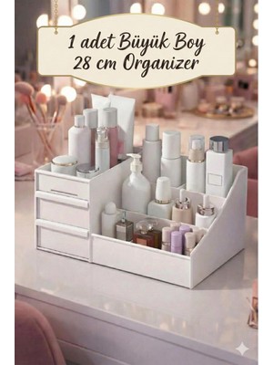 Empressco Lilya Home Rose Büyük Boy Xl 28 cm Makyaj Kozmetik Parfüm Krem Serum Düzenleyici Çekmeceli Organizer Beyaz - Fiyatı, Yorumları
